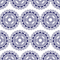 Bright Floral Pattern with Repeating Geometric Design
