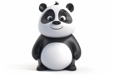 Naklejka premium Adorable cartoon panda with cheerful expression