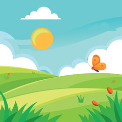 Obraz premium A Sunny Day in the Green Meadow