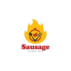 Barbecue meat grilled sausage logo vector symbol