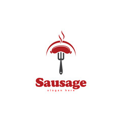 Barbecue meat grilled sausage logo vector symbol