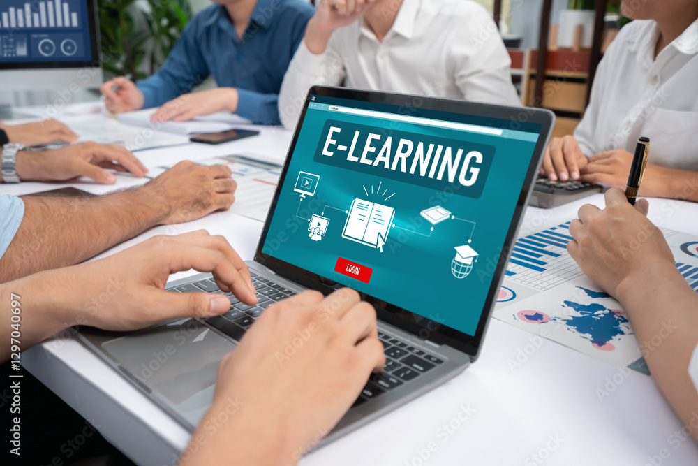 Aufkleber e-learning website with brisk sofware for student to study online on the internet network