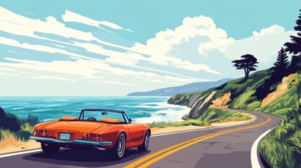 Coastal Road Trip in a Classic Convertible