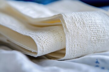 A close-up shot of white bedding on a bed, ideal for use in bedroom scenes or as a decorative element
