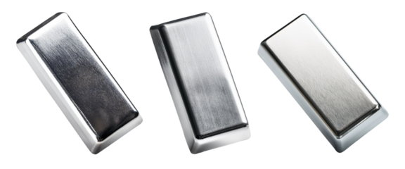 silver bars isolated on transparent background