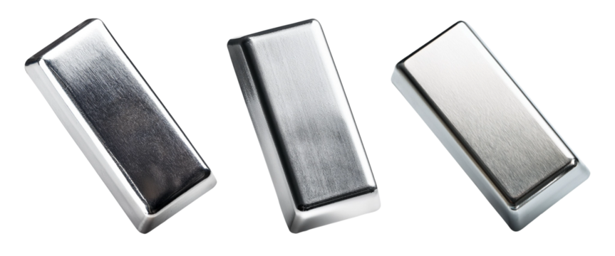 silver bars isolated on transparent background
