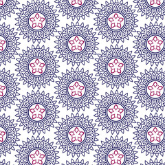 Bright Floral Pattern with Repeating Geometric Design