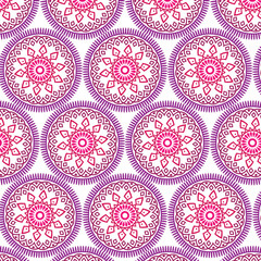 Bright Floral Pattern with Repeating Geometric Design