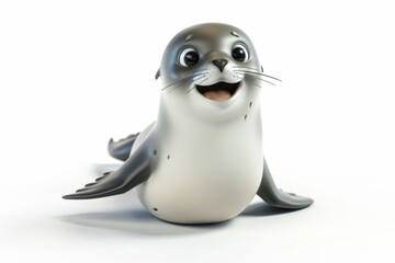 Obraz premium Adorable cartoon style seal with a cute smile for children's design
