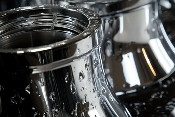 Close-up of a decorative metal vase on a table, ideal for interior design or product photography