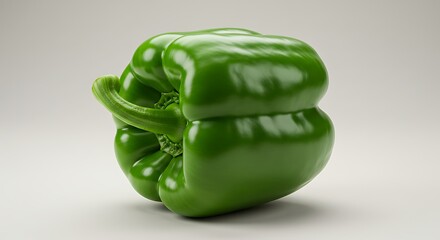 Fresh Green Bell Pepper Closeup on White Background for Healthy Eating