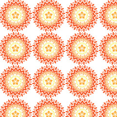 Bright Floral Pattern with Repeating Geometric Design