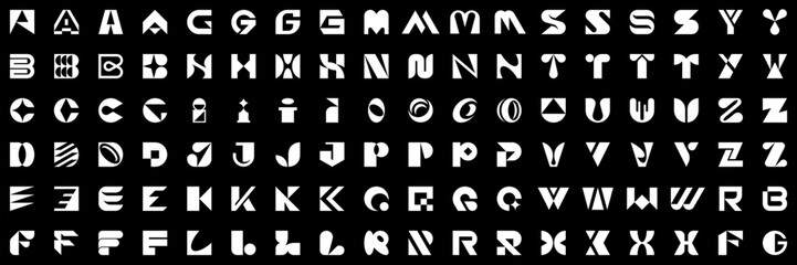 Logos collection with letters. Geometrical abstract logos. Icon design	
