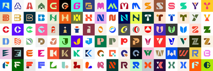 Logos collection with letters. Geometrical abstract logos. Icon design	
