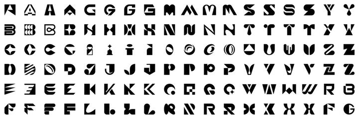 Logos collection with letters. Geometrical abstract logos. Icon design	
