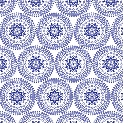 Bright Floral Pattern with Repeating Geometric Design