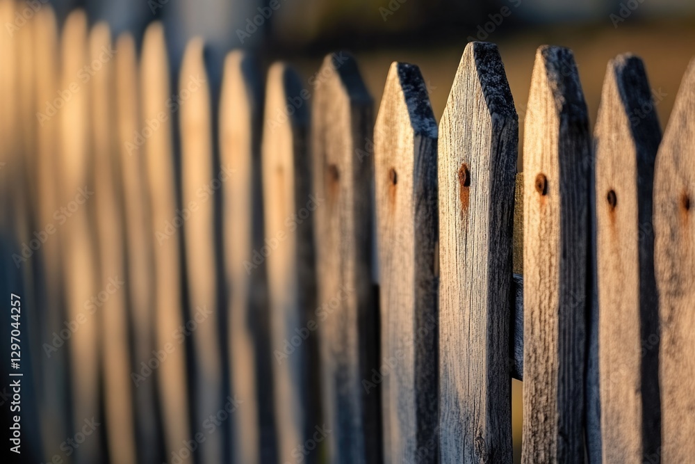 Aufkleber a close-up view of a wooden fence with a building visible in the background