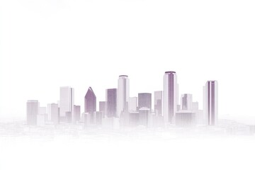 An architectural drawing depicting a modern cityscape against white background