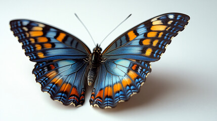 Obraz premium Isolated butterfly, wings open, white background, nature, beauty, ideal for nature print or wallpaper