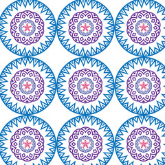 Bright Floral Pattern with Repeating Geometric Design