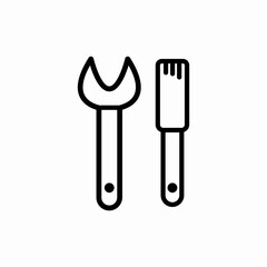 Wrench and fork tools icon vector sign