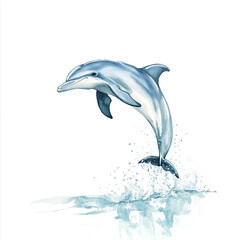 Fototapeta premium Delightful dolphin splashing in clear summer waters under bright sunlight. Generative AI