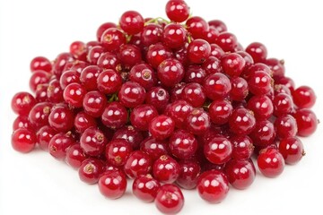Fresh red cherries arranged on a clean white surface, ideal for food photography or as a decorative element