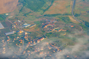 View at houses from airplane. Burgas region, Bulgaria
