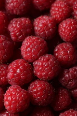 Close-up Macro Shot of Fresh Red Raspberries with Detailed Texture