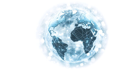 A globe with glowing light points representing global network connections
