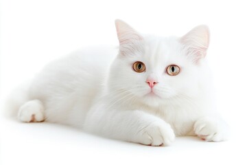 Obraz premium A white cat resting on a white background