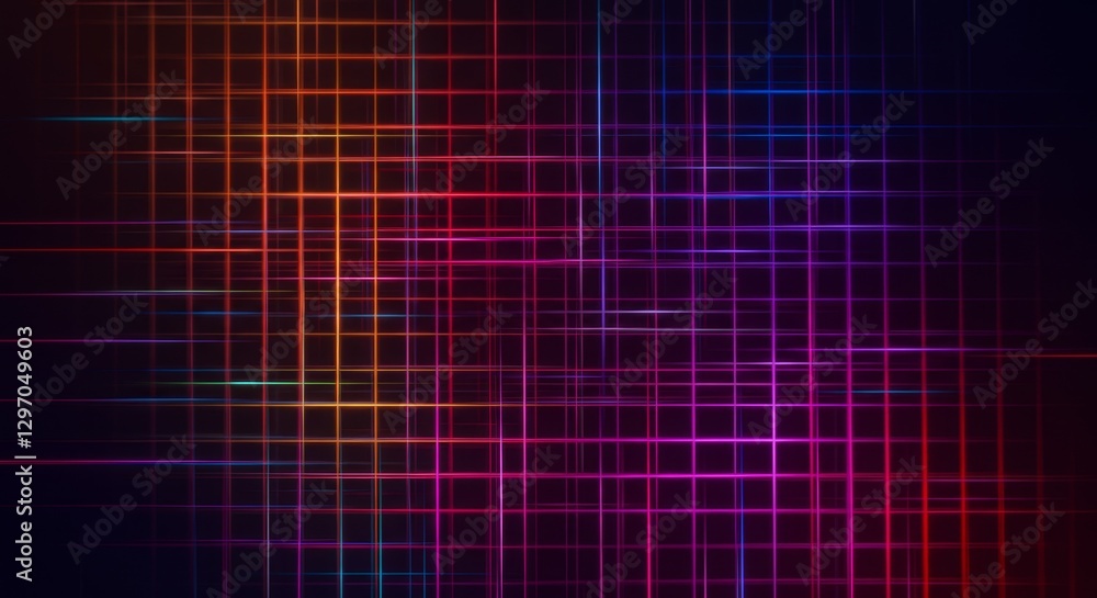 Poster colorful grid pattern background with soft light effects - abstract grid, vibrant colors, soft glow,
