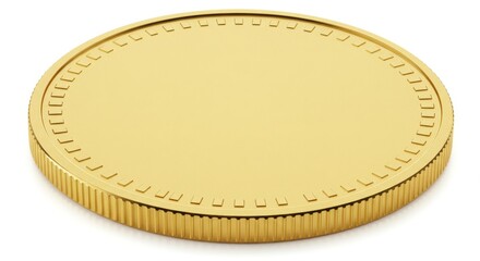 Golden Coin Isolated on White Background - A single, shiny gold coin, isolated on a pure white background. Perfect for finance, wealth, or success concepts