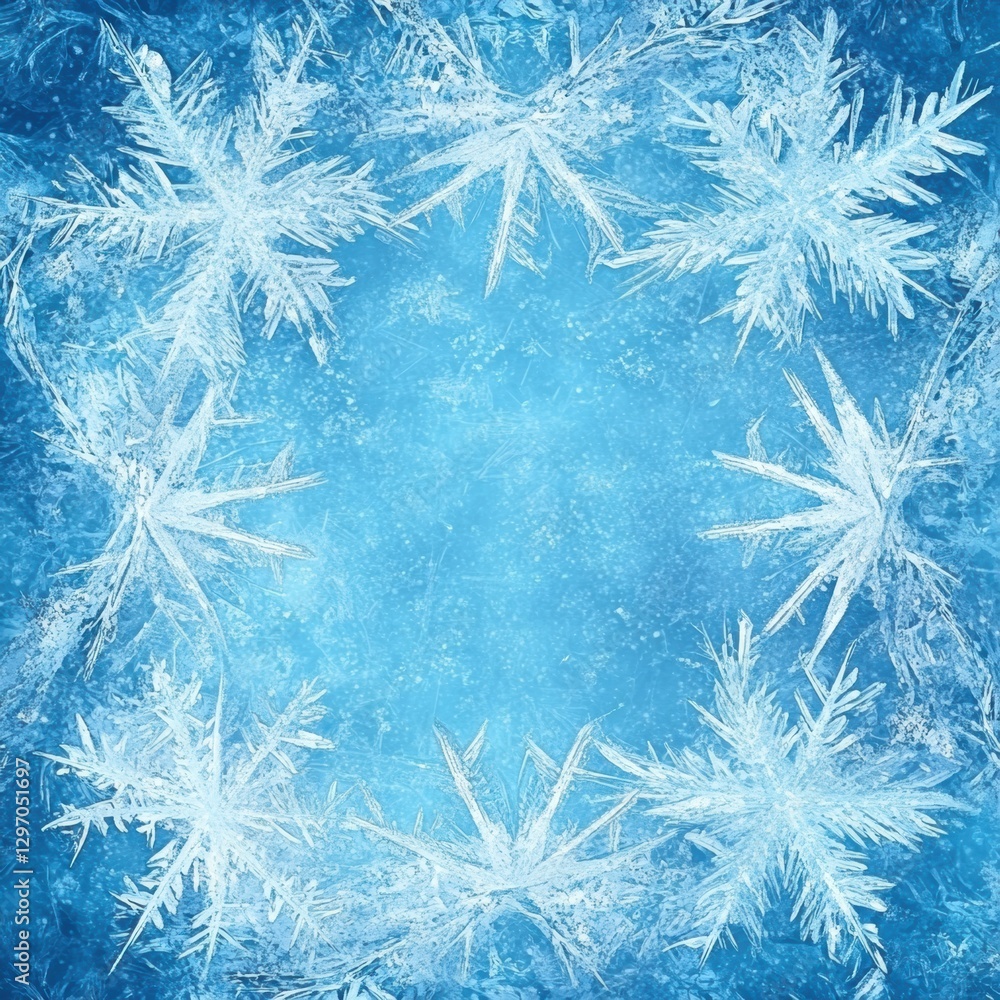 Poster delicate ice crystals form a beautiful pattern on a frozen surface during winter season. generative 
