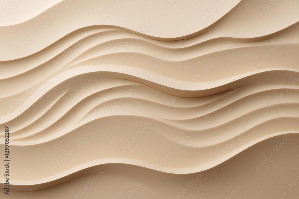 Poster textured waves in neutral tones create a serene and modern visual experience