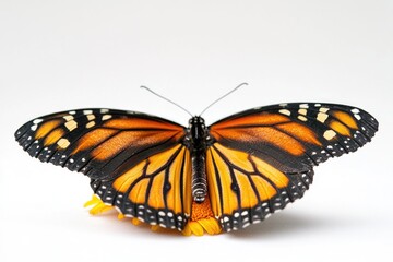 Fototapeta premium A single butterfly sitting on a white surface