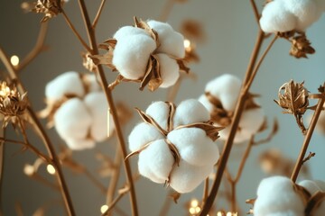A detailed view of a group of cotton flowers