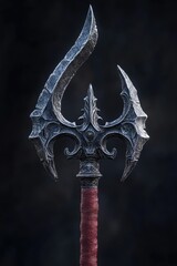 Fototapeta premium Close-up shot of a metal axe with a distinctive red handle