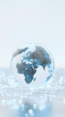 A globe with glowing light points representing global network connections
