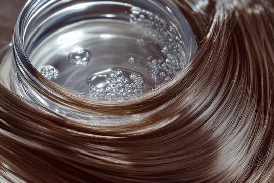 Close up of a bowl of water with air bubbles