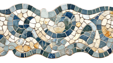 Intricately designed mosaic tile in a unique pattern, perfect for artistic projects isolated on transparent background.