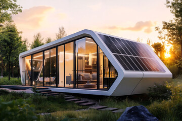 Futuristic Solar-Powered Micro Home in Nature