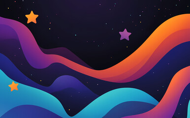 Fototapeta premium Abstract background with colorful waves and stars vector illustration