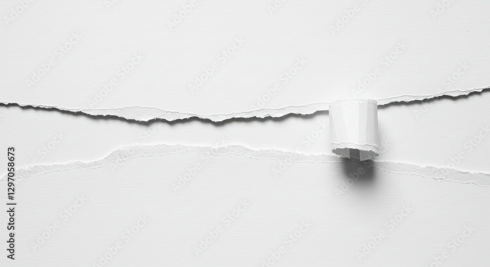 Poster torn paper texture background - ripped white paper with a curled piece, creating a textured backgrou