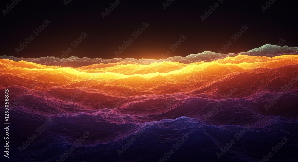 Poster vibrant hues landscape - abstract landscape featuring a gradient of warm and cool colors, creating a