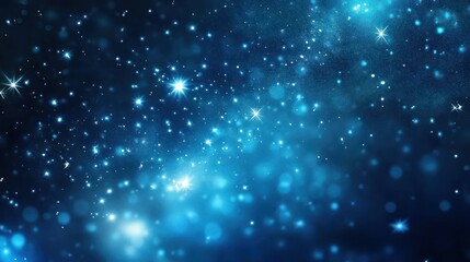 Fototapeta premium Blue cosmic dust, sparkling stars, night sky, abstract background, ideal for festive designs