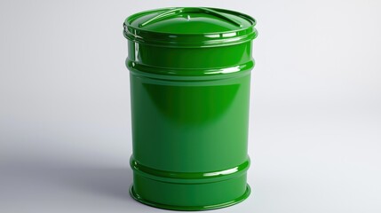 Green Industrial Barrel Isolated on White Background for Storage