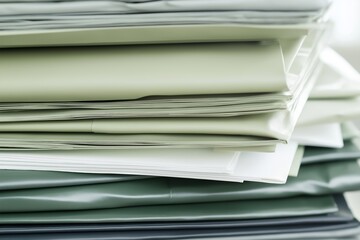 Stacks of paperwork representing planning permission document submission and building permit process. Concept involves organization during planning permission document submission