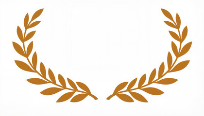 Golden laurel wreath symbolizing victory on isolated background, triumph, mockup