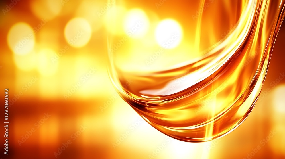 Poster golden abstract viscous liquid with a captivating glow and depth effect